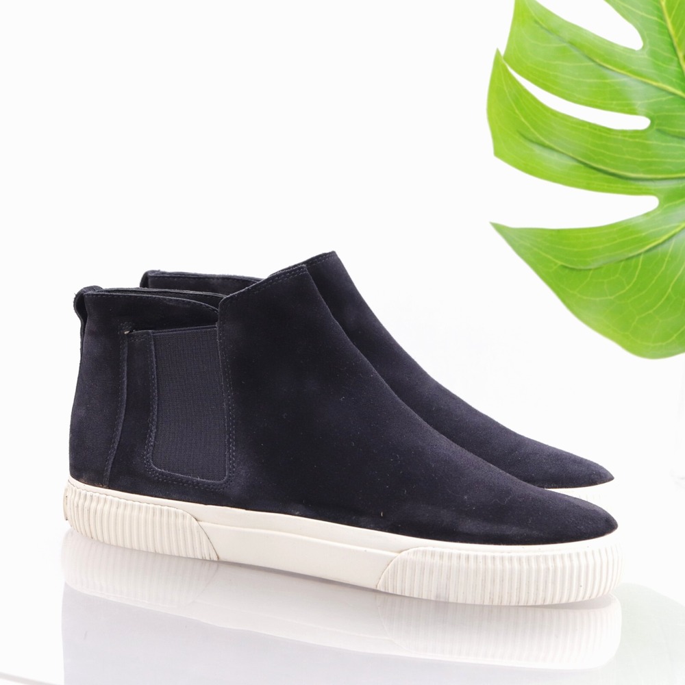 Vince Shoes Womens Kelowna Sneakers Boots Size 8.5 Blue Suede Mid Slip On Casual